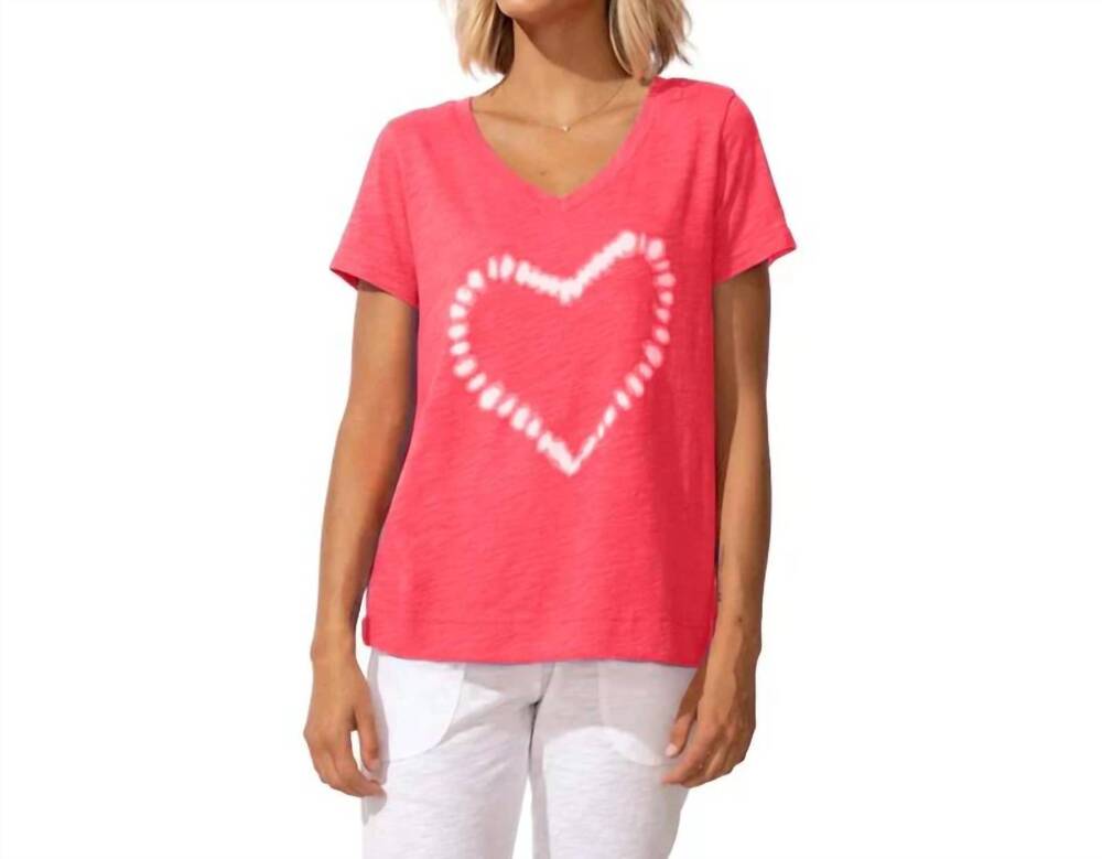 NEW ESCAPE destination heart v-neck tee - plus in poppy